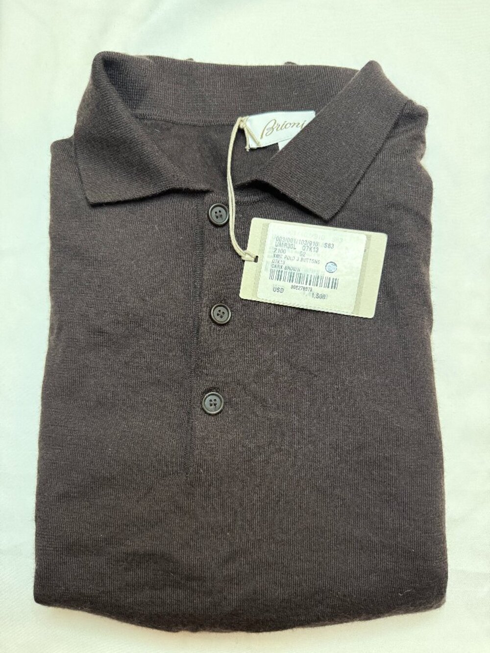 NWT Brioni Dark Brown Knit Polo Sweater 52 – Retail $1,500